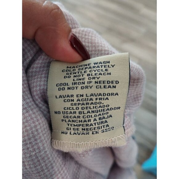 Boston Traders Womens Blue and Purple Plaid Button Down Shirt Jacket Hooded Shac - Picture 6 of 12